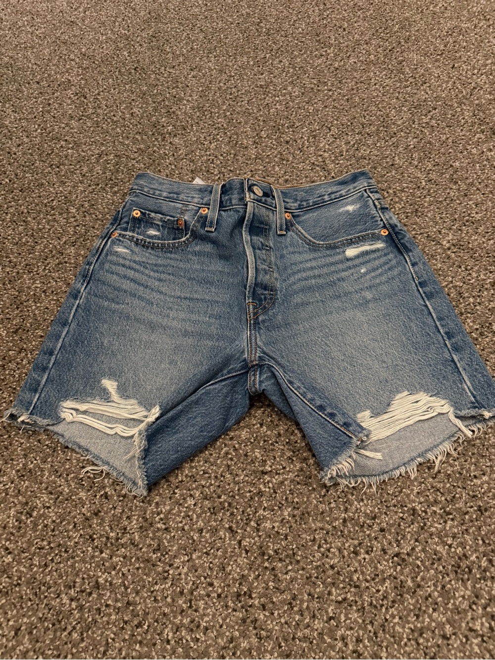 Levi's Distressed Blue Denim Cutoff Shorts